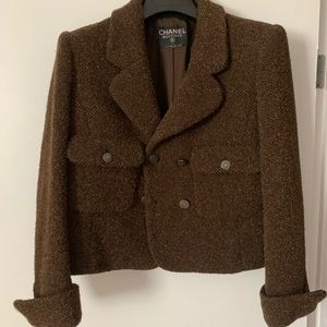 Brown tweed chanel designer vintage jacket 1997